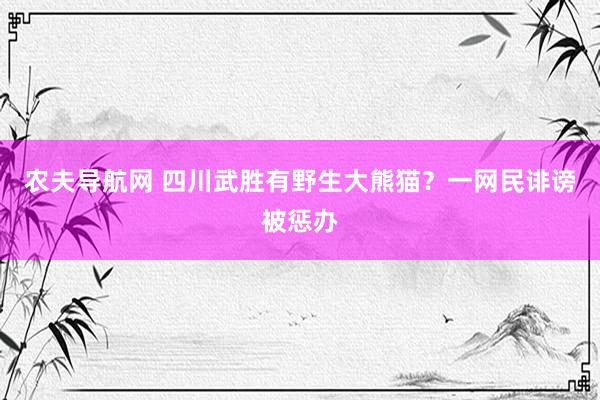 农夫导航网 四川武胜有野生大熊猫？一网民诽谤被惩办