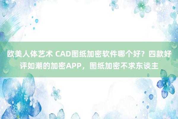 欧美人体艺术 CAD图纸加密软件哪个好？四款好评如潮的加密APP，图纸加密不求东谈主