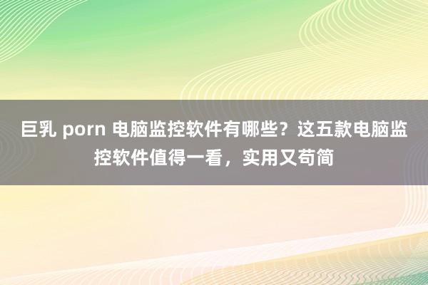 巨乳 porn 电脑监控软件有哪些？这五款电脑监控软件值得一看，实用又苟简